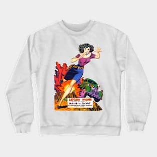 Beautiful Woman Running Captain Wings Traitor Vintage Car Exhibition Adventure Comic Crewneck Sweatshirt